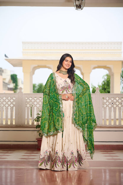 Pari Peacock Pride  Choli Set with  Pretty Bandhani Dupatta