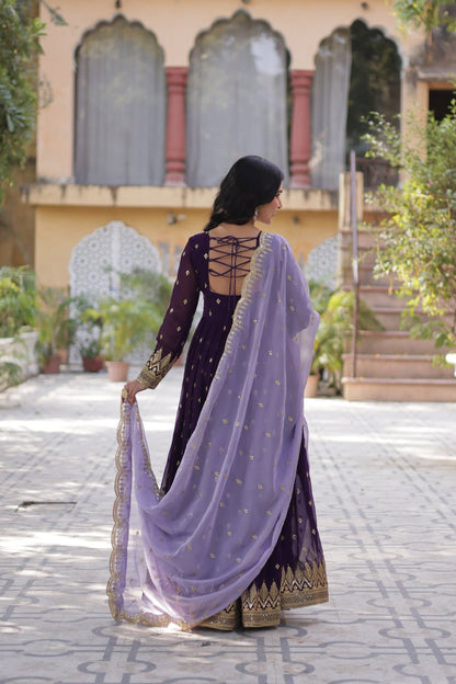 Dark Purple Straight Blooming Gown
