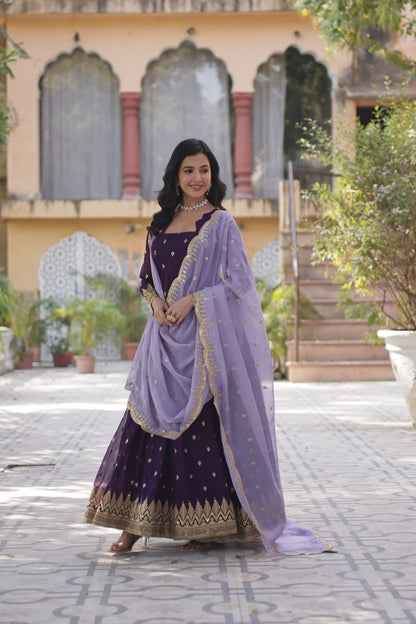 Dark Purple Straight Blooming Gown