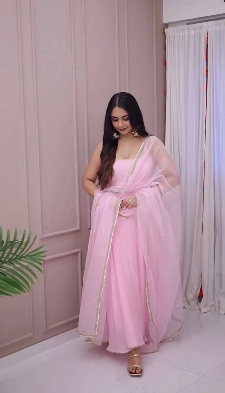 Meher in Rosy Glow Georgette Anarkali  Set