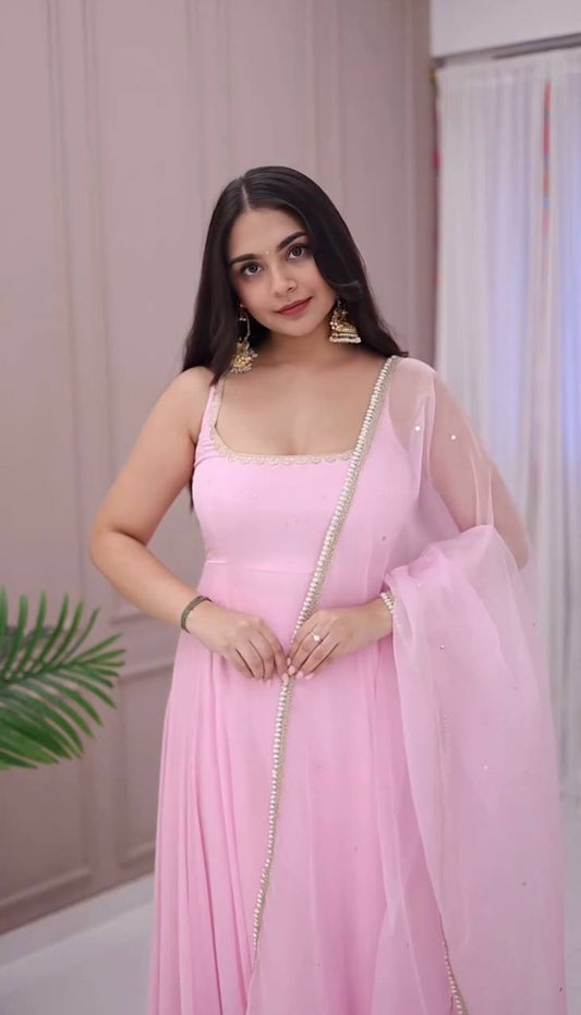 Meher in Rosy Glow Georgette Anarkali  Set