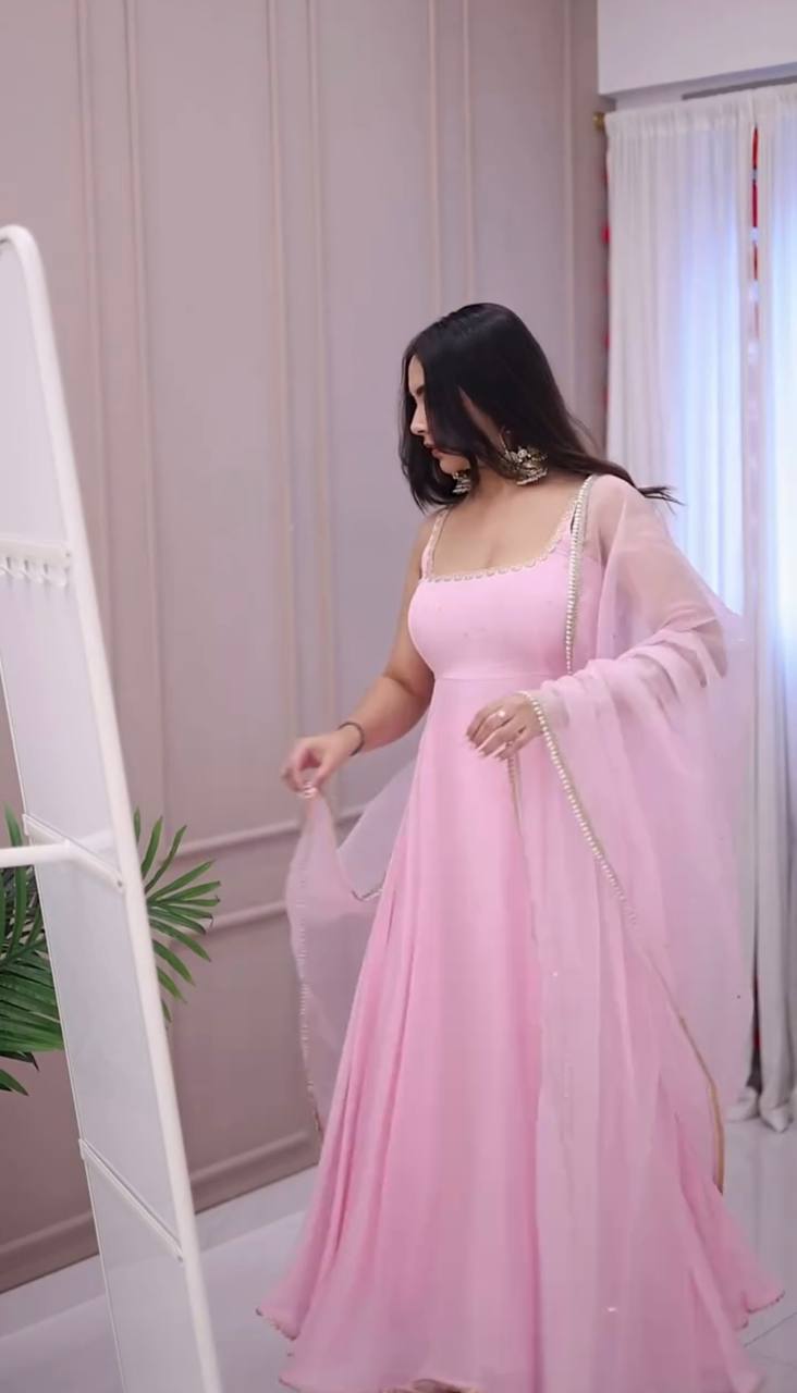 Meher in Rosy Glow Georgette Anarkali  Set