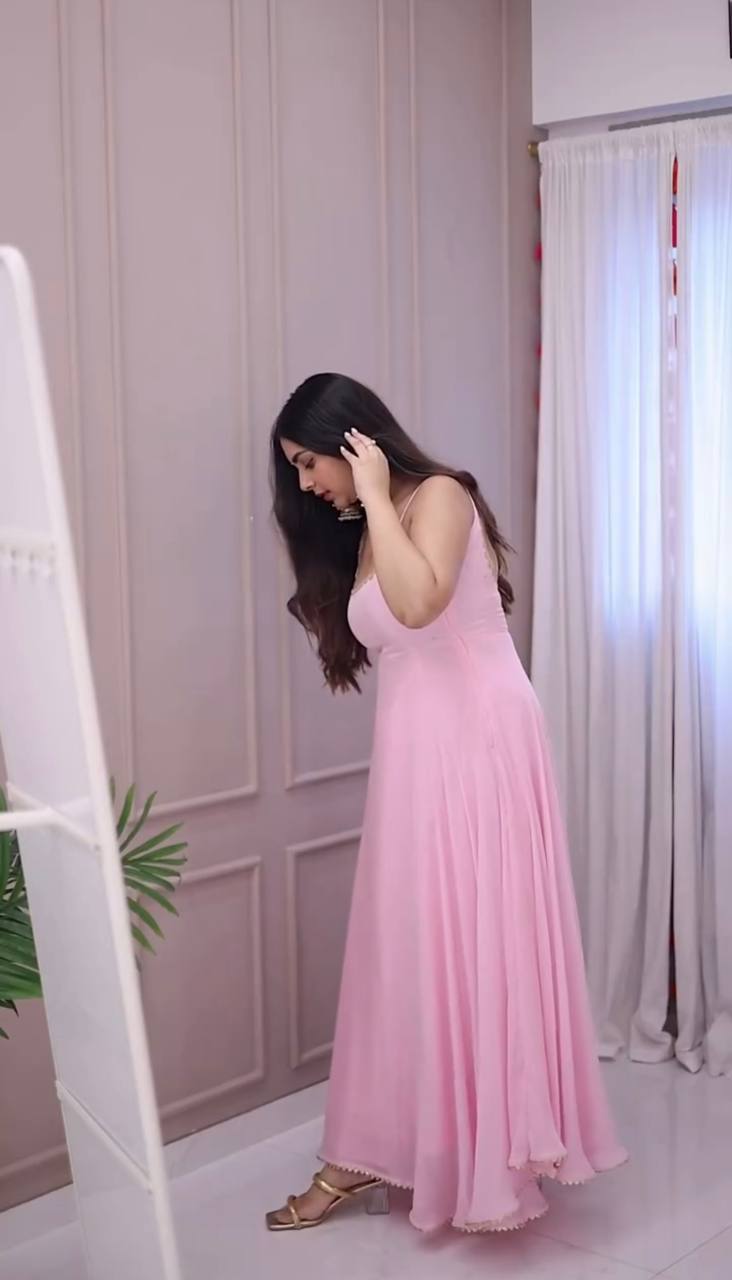 Meher in Rosy Glow Georgette Anarkali  Set