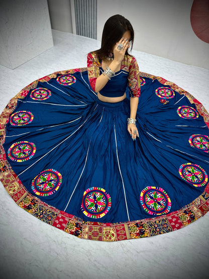 Divira Dandiya Navy Blue Kutchi Patchwork  Lehenga Set