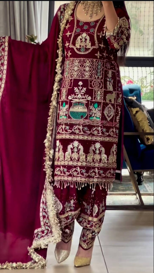Zarisha in Royal Maroon Majesty Dhoti  Sut