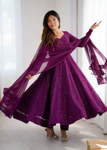 Vani Sequin Flared Sequin Anarkali Set