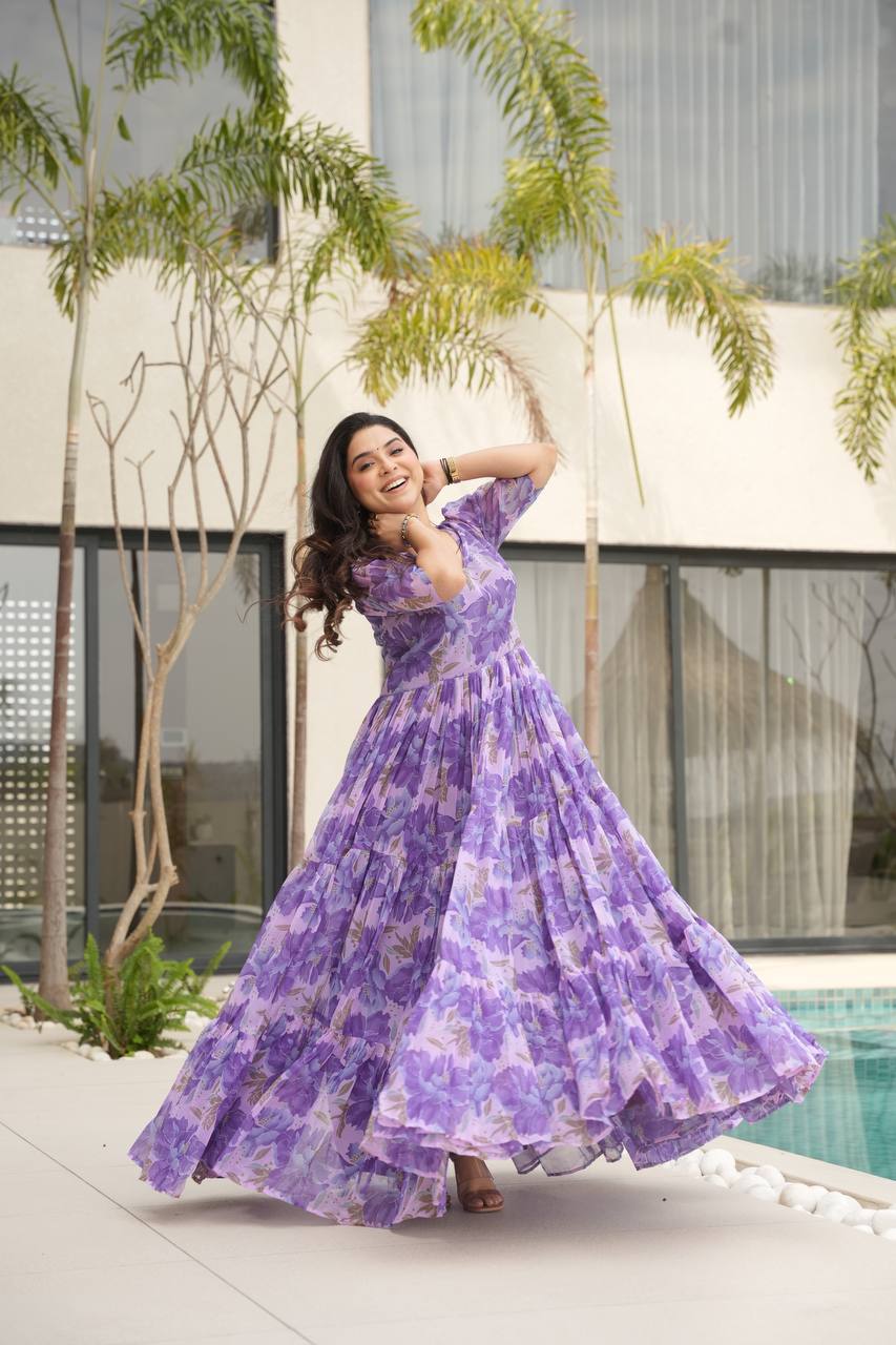 Coastal Charm Georgette Fully Flair Gown