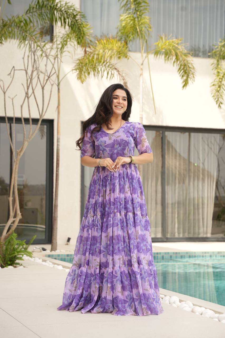 Coastal Charm Georgette Fully Flair Gown