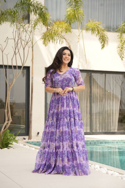 Coastal Charm Georgette Fully Flair Gown