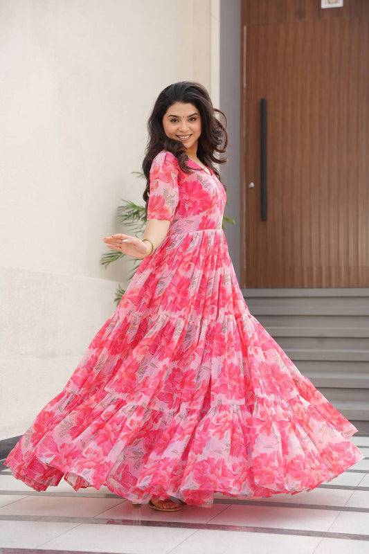 Coastal Charm Georgette Fully Flair Gown