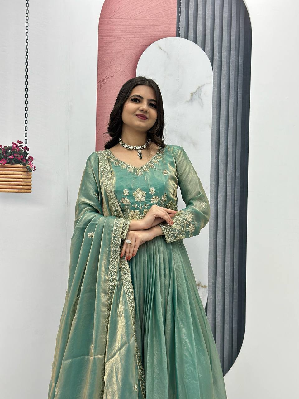 Zarya Graceful Fendy Silk  Gown