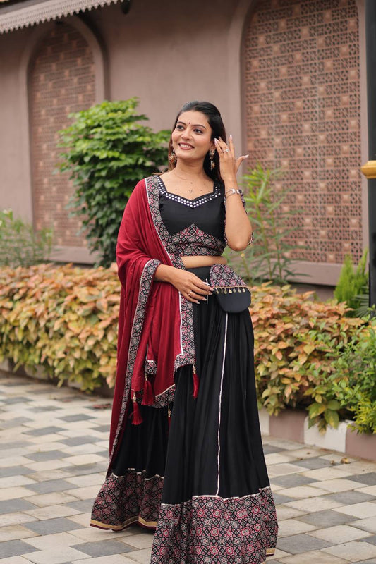 Aarvika's Midnight Raas – Black & Red Navratri Lehenga Set