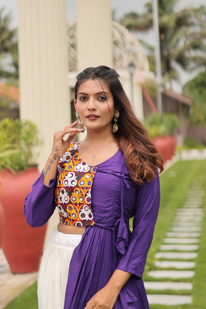 Amaira’s Divine Spin  Red & Purple Navratri Lehenga Set