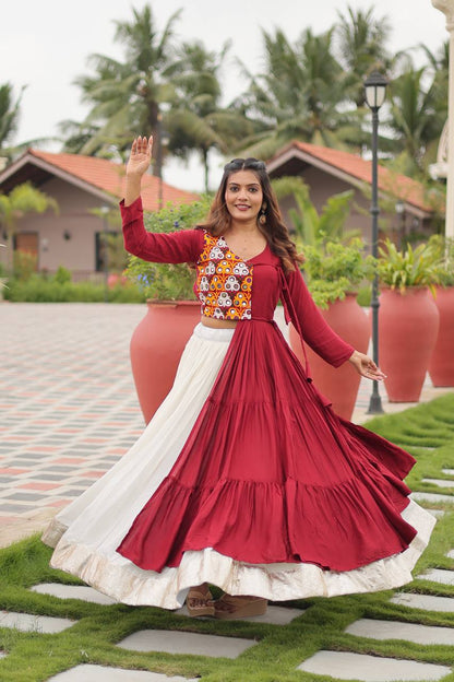 Amaira’s Divine Spin  Red & Purple Navratri Lehenga Set