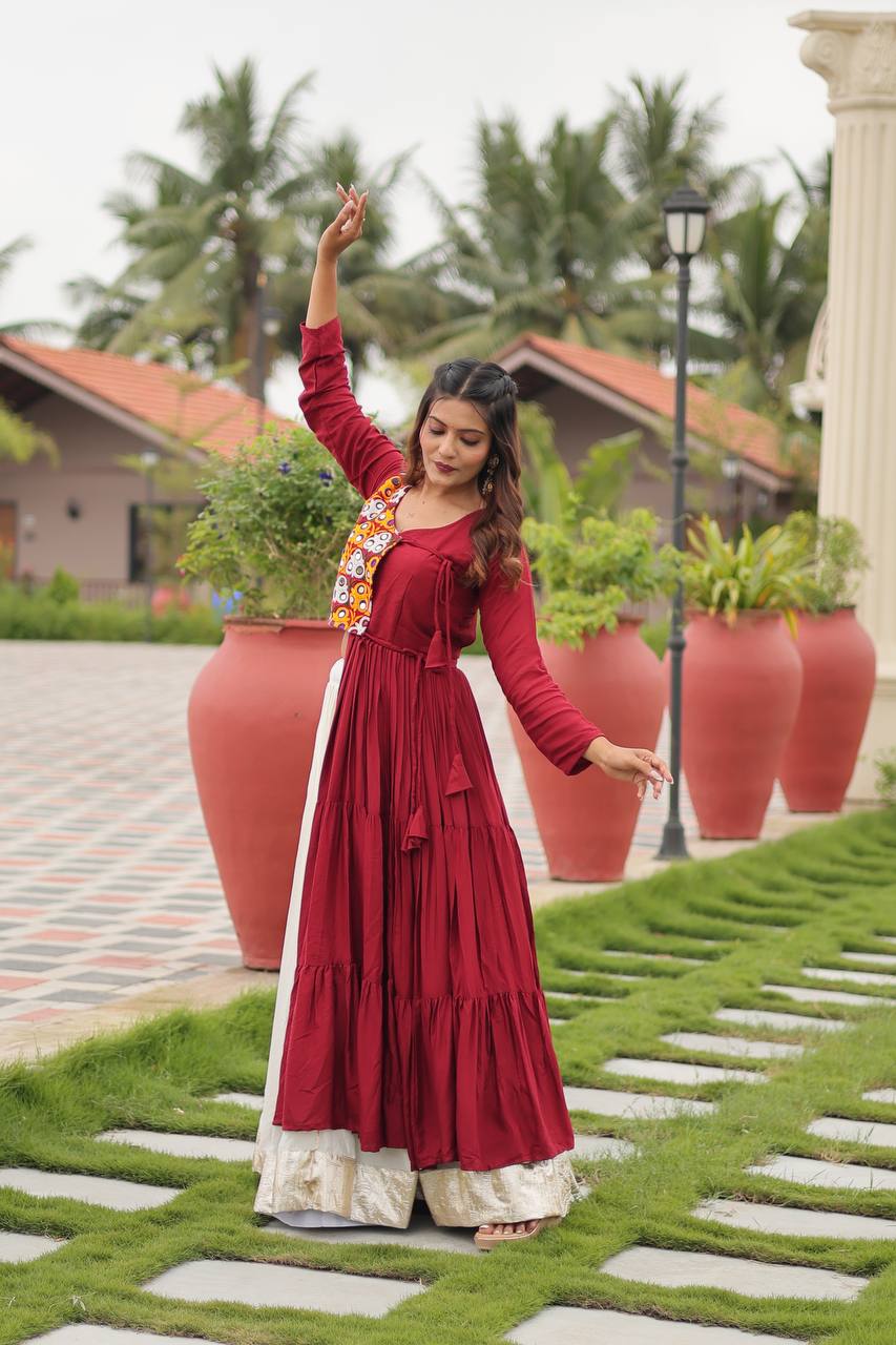 Amaira’s Divine Spin  Red & Purple Navratri Lehenga Set