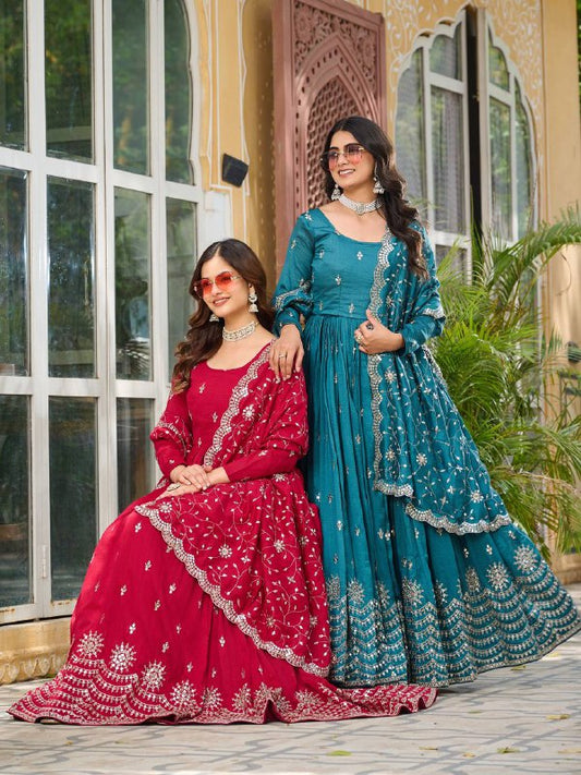 Varnika pure Vichitra silk Anarkali Gown