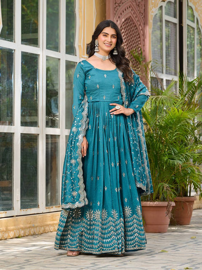 Varnika pure Vichitra silk Anarkali Gown
