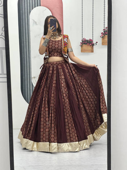 Meera Black Mirrorwork With Kutch Jacket Navratri Lehenga Set