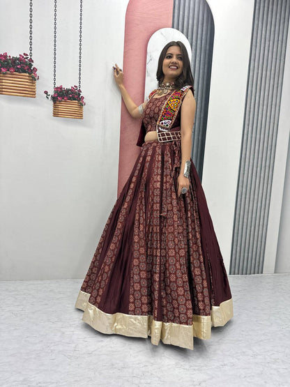 Meera Black Mirrorwork With Kutch Jacket Navratri Lehenga Set