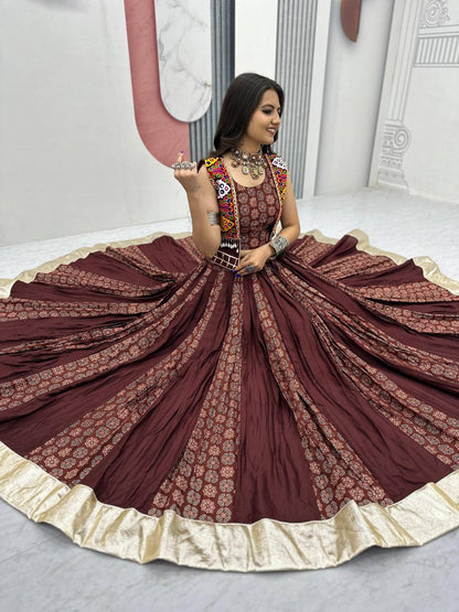 Meera Black Mirrorwork With Kutch Jacket Navratri Lehenga Set