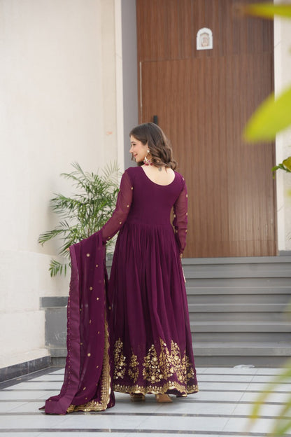 Honey Faux Blooming Georgette  Anarkali gown