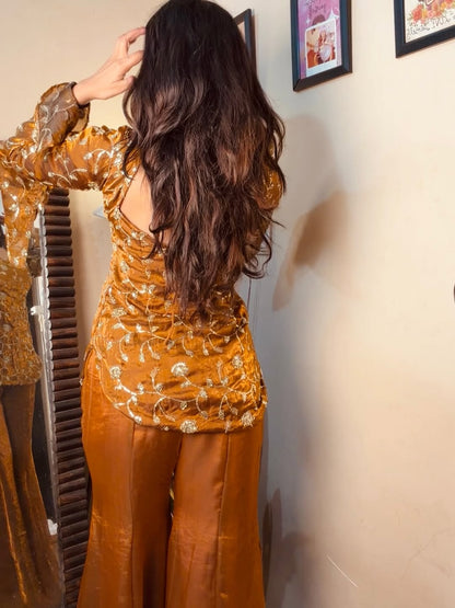 Aliza Ethnic Mustard Sharara Set