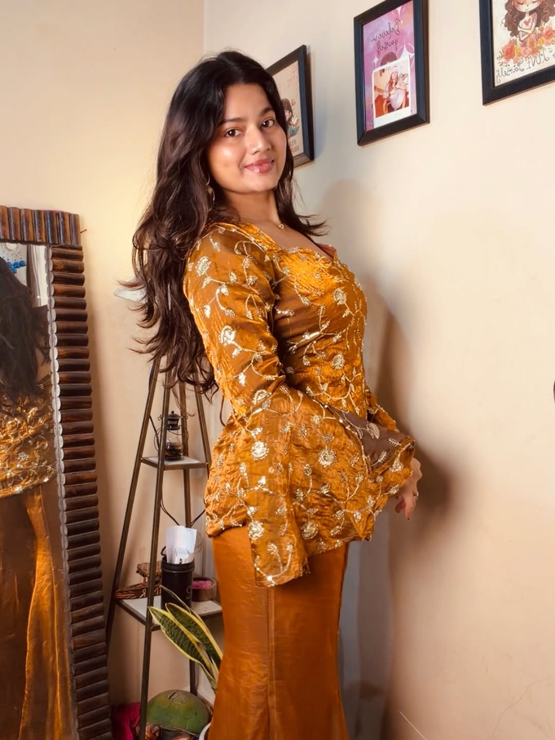 Aliza Ethnic Mustard Sharara Set