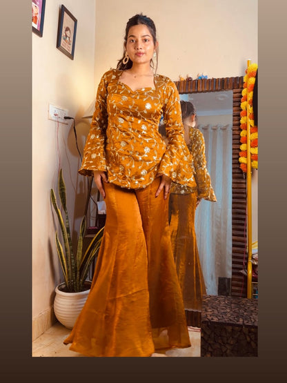 Aliza Ethnic Mustard Sharara Set