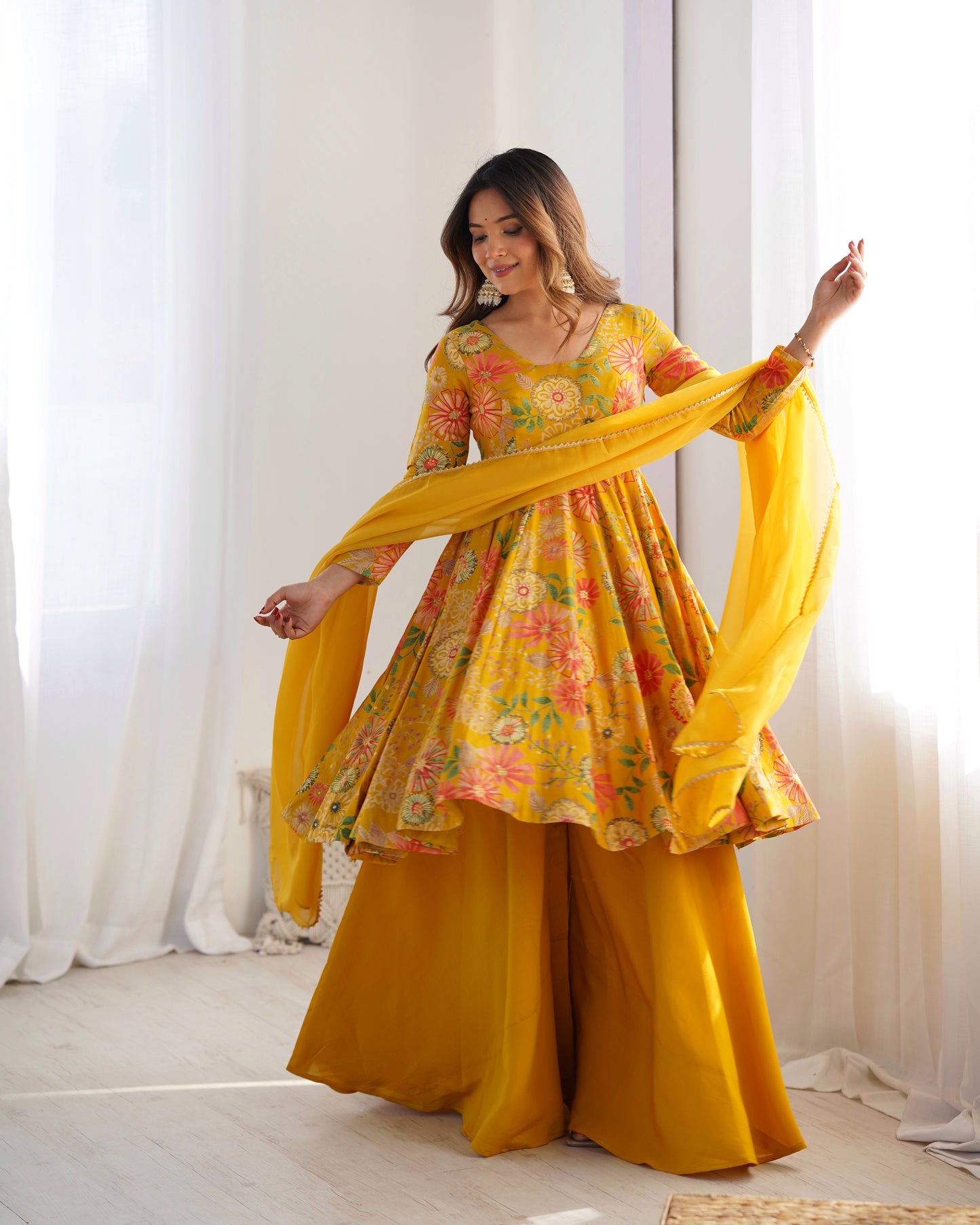 Ameyra  Romansilk Chanderi Print Kediya Set