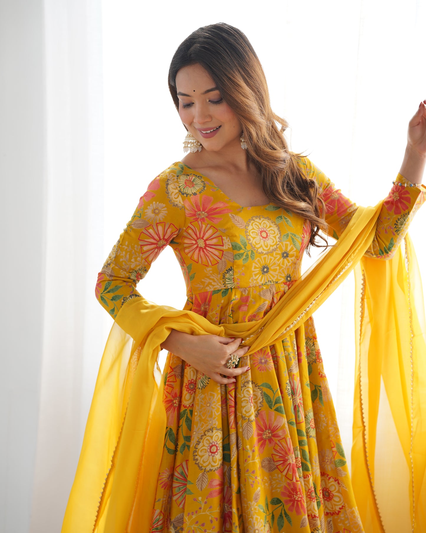 Ameyra  Romansilk Chanderi Print Kediya Set