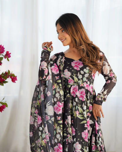 Reeva  Ready To Wear Soft Flowing Floral  Pretty Anarkali Set