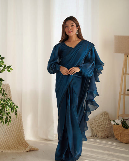 Blue  Premium Quality Jimmy Choo Organja Saree