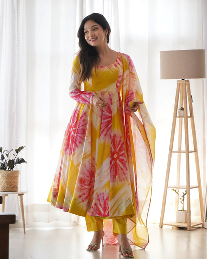 PURE SOFT ORGANZA SILK FABRIC FULLY FLAIR KALI PATTERN NKB-27