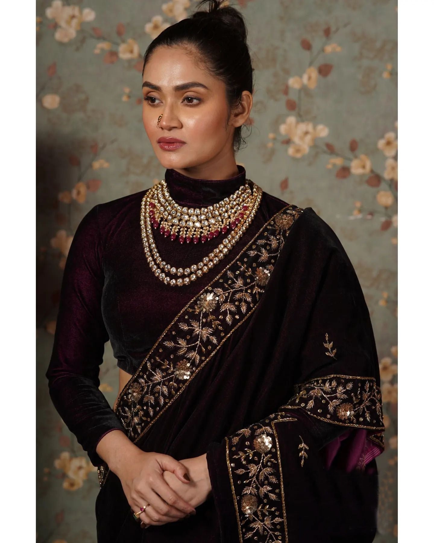 Midnight Grace: Embroidered Sophistication