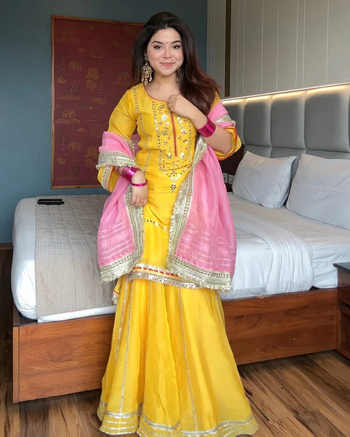 Mimosa Luxe Yellow  Sharara Set