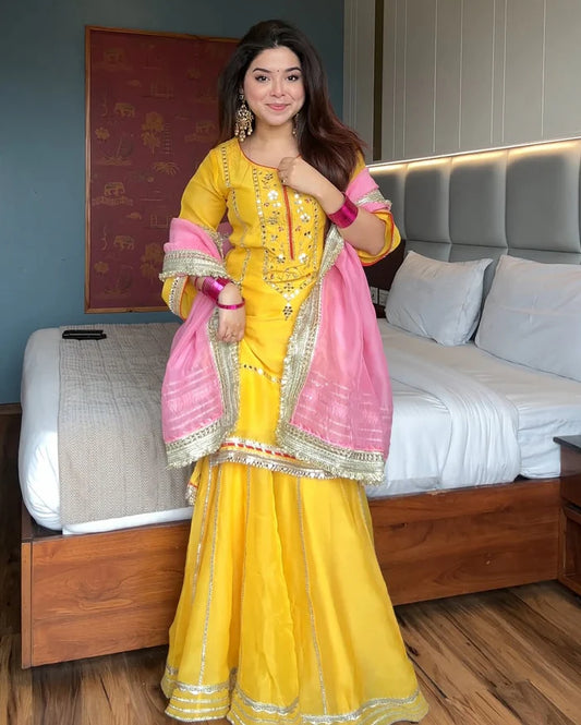 Mimosa Luxe Yellow  Sharara Set