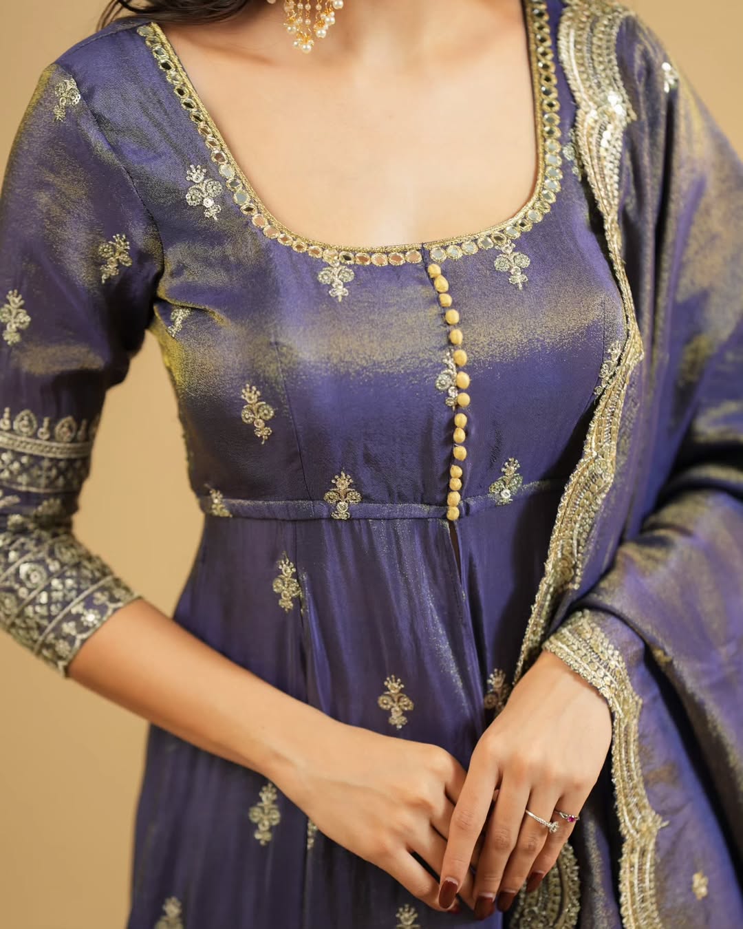 Aashna Pretty Grey cosmo Slit Anarkali with skirt Suit Set