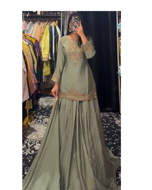 Maira Elegance  Chinnon Silk  Good Looking  Lehenga Set  With Dupatta