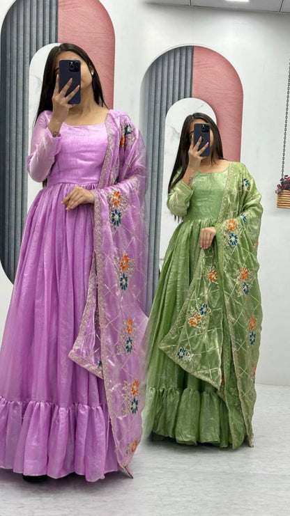 Tarini Designner Festival Embroidered Gown