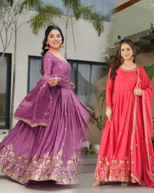 Elowen royal Heavy Embroidery Readmade Gown