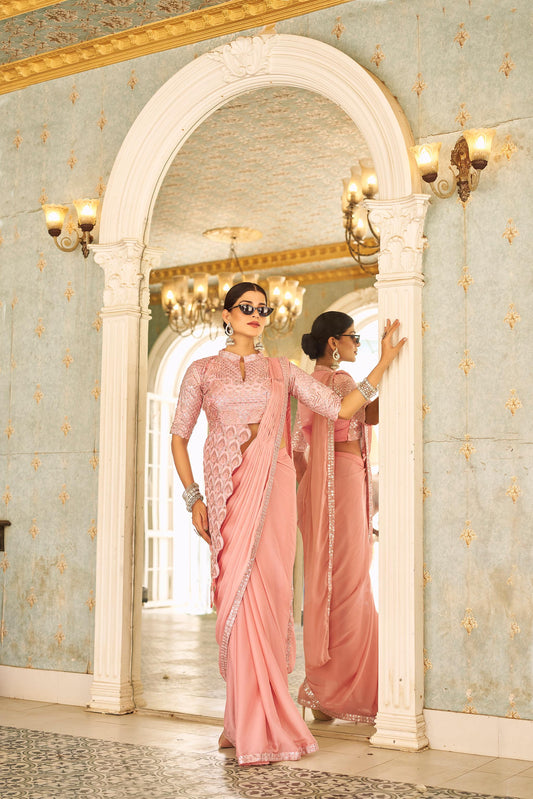 Rajwadi Roop  Ready To Wear Stylist Blouse Drape Saree