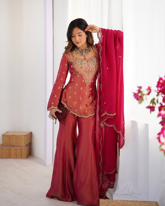 Rosewood Zardosi Glamour Sharara Set