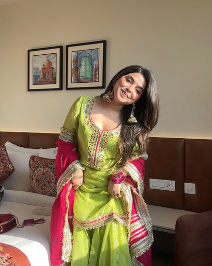 Mint Glow Sharara Suit Set