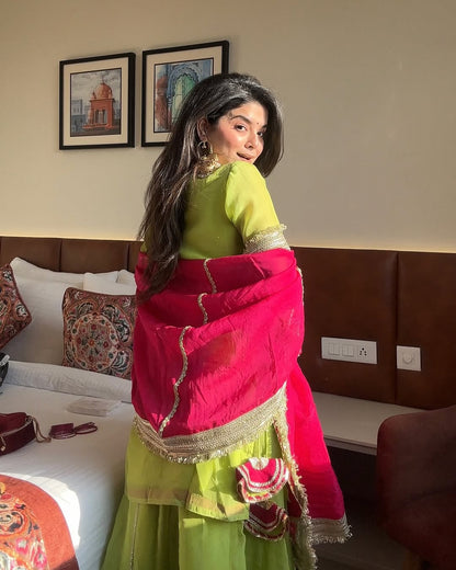 Mint Glow Sharara Suit Set
