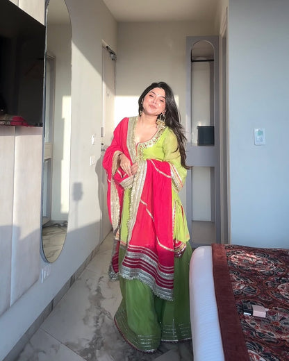 Mint Glow Sharara Suit Set