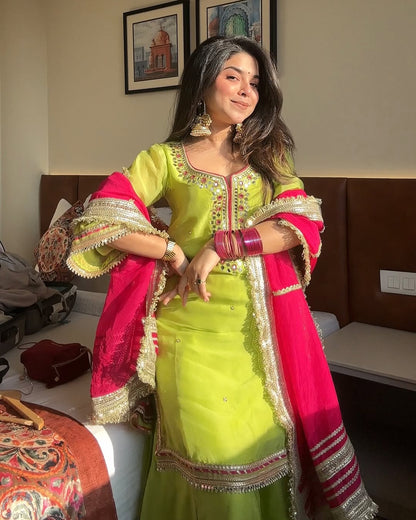 Mint Glow Sharara Suit Set