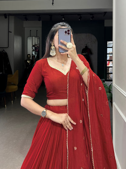 Palanquin Elegance Pure Chanderi Plain Lehenga Choli