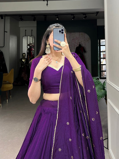 Palanquin Elegance Pure Chanderi Plain Lehenga Choli