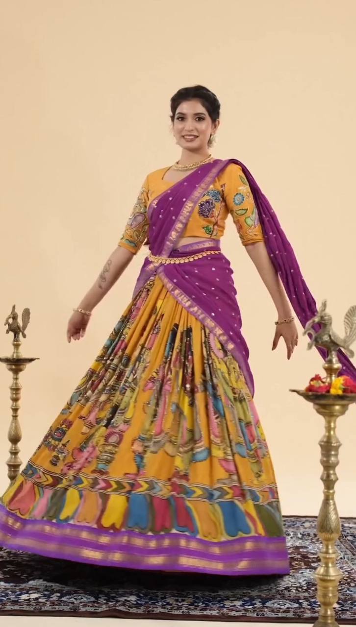 Desi Drape Diaries Kalamkari Chent Crep Lehenga Choli