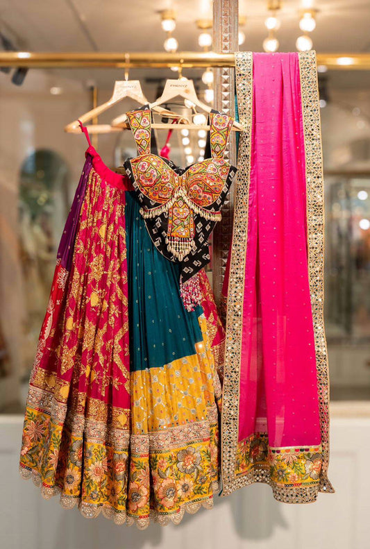Royal Multicolor Embroidered Navratri Lehenga Choli Set